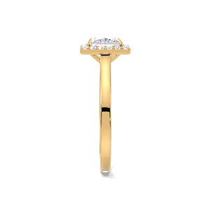 Bague de fiançailles en diamant de laboratoire taille princesse 1,2 carat avec halo, en or jaune, blanc et rose 18 carats plaqué rhodium, monture carrée, bague de mariée - Product Image 3