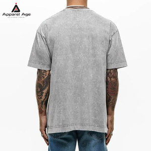 เสื้อยืดแขนสั้นคุณภาพสูง ผ้าฝ้าย 100% ทรงหลวม สไตล์ย้อมสีเอซิด สำหรับผู้ชาย พร้อมสกรีนโลโก้ตามสั่ง - Product Image 2