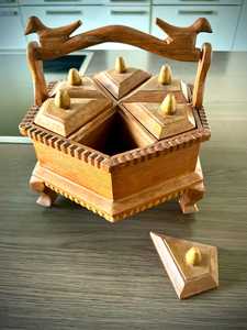 Hexagon With Handle Decorative Kitchen <b>Spice</b> <b>Storage</b> Wooden <b>Spice</b> Box For Countertop Organization Enhancing Interior Warmth - Product Image 5