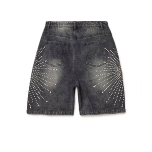 Nouvelle mode OEM à prix abordable pour hommes : Short en toile uni avec strass, style urbain, écologique, respirant, logo/couleurs personnalisables, haute qualité - Product Image 3