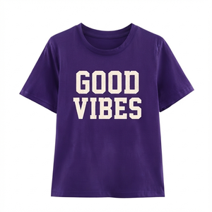 Camiseta de Verano para Mujer, Cuello Redondo, Estilo Urbano, Venta al Por Mayor, Servicio OEM, Tallas Grandes, Tejido de Punto, de la Mejor Calidad - Product Image 1