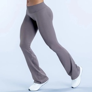 Leggings évasés taille haute pour femmes, longueur intégrale, en tricot doux uni, pantalon de yoga - Product Image 5