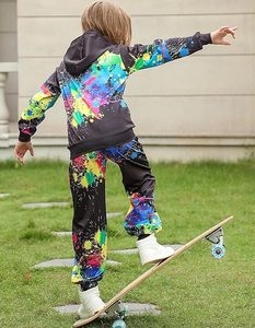 Conjunto Deportivo con Capucha para Niños, Color Sólido, Cierre con Cordón, Manga Larga, Ropa Casual, Transpirable, Ligero y Ecológico - Product Image 5