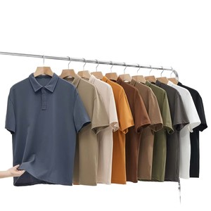 Polo pour homme de haute qualité en tissu tricoté solide en spandex et polyester, 220 GSM, respirant, à manches courtes, style vintage, OEM, décontracté, pour affaires - Product Image 1