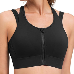 Revolutionary Zip-Front Sports <b>Bra</b> for High Impact Training Maximum Support and Comfort in Solid Black - Product Image 1