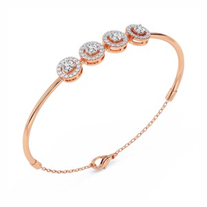 กำไลข้อมือเพชรแล็บเกรดพรีเมียม Galaxy Scattered Sparkle รุ่น Eloise Halo แบบเปิดได้ (1 กะรัต) ทูวี. ทองคำ 18k สำหรับเด็กผู้หญิง - Product Image 6