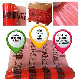 12 rouleaux de film d'emballage étirable 5X1000X80 jauge rouge imprimé emballage de palette texte noir pour déplacer l'emballage d'emballage ne pas casser la charge - Product Image 4