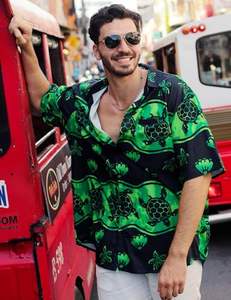 Chemise multicolore pour homme à manches courtes, imprimé tropical hawaïen, décontractée, boutonnée, pour l'été, motif floral, idéale pour les vacances - Product Image 5