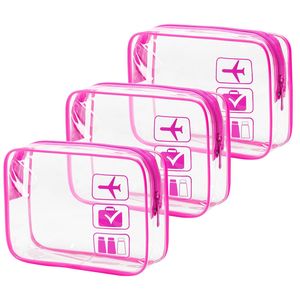 MODENGKONGJIAN Set di 3 Borse da Viaggio per Cosmetici Approvate TSA, Formato Quarto, Trasparenti, per Uomo e Donna - Product Image 1