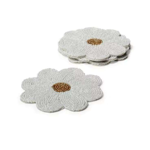 Modern Minimalist <b>Beaded</b> Glass Cocktail <b>Coasters</b> with Non-Slip Base for Special Occasions As Home Accent Mat or Pad - Product Image 3