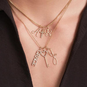 Pendentif Clé Cœur Ouvert en Or Jaune Massif 14K avec Diamant de Laboratoire, Chaîne Câble, Bijou Quotidien, Cadeau pour Petite Amie - Product Image 3