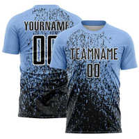 Maillot de football pour homme noir et bleu uni, manches courtes, respirant, anti-transpiration, coupe classique, grandes tailles, impression sublimée