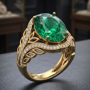 Anillo de Plata de Ley 925 con Hidrofísica Verde y Baño de Oro de 18K, Corte Ovalado de 10x12mm, Talla US 6, Producto de Moda, Suministro Directo de Fábrica - Product Image 4