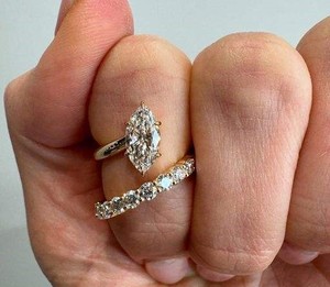 Premium marquise cut open <b>wrap</b> diamond ring featuring contemporary luxury engagement <b>bridal</b> wedding fine jewelry masterpiece - Product Image 5