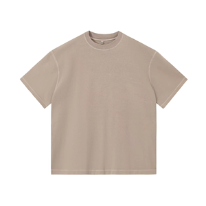 เสื้อยืดคอกลมแขนสั้นผ้าฝ้ายเรียบสำหรับผู้ชาย ทรงปกติ สีพื้น ผ้าเจอร์ซีย์ถัก - Product Image 4