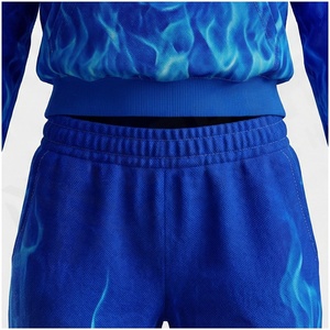 Ensemble de survêtement unisexe à capuche avec imprimé flamme de loup bleu, pantalon de survêtement décontracté long et veste, vêtements d'automne en polyester respirant - Product Image 5