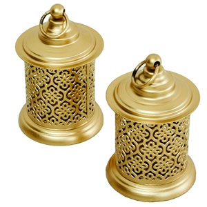 Gold Metal Moroccan <b>Lantern</b> <b>Tea</b> <b>Light</b> Holder Set Perforated Filigree Votive Candle Holder for Wedding Decor & Ramadan Mubarak - Product Image 1