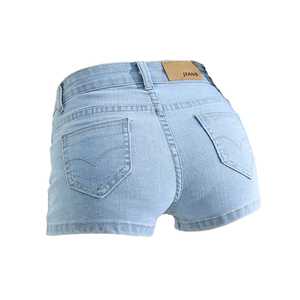 Shorts en jean taille haute coupe droite pour femme 100 % coton respirant style streetwear délavage clair - Product Image 2
