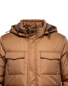Men's Hooded Puffer <b>Jacket</b> Winter Thick Polyester Windproof Waterproof Casual Solid Color <b>Zipper</b> Closure Front <b>Pockets</b> - Product Image 5
