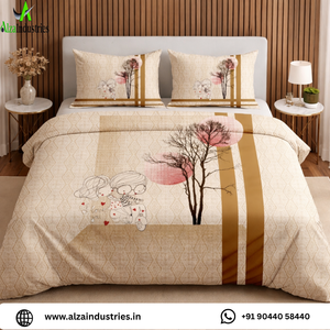 Juego de Sábanas Shahi Gharana Beige Marrón con Estampado Digital, Tamaño King, 3 Piezas, Algodón Puro, Diseño de Diseñador, con Funda de Almohada - Product Image 2