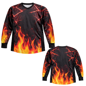 Camiseta de Paintball con Diseño Gráfico de Fuego y Rayos, Sublimada, Manga Larga, Transpirable, Malla Deportiva, Puños Elásticos Acanalados - Product Image 1