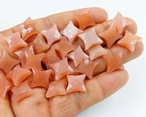 Perles de pierre de lune pêche en forme d'étoile ninja, perles en vrac pour bijoux - Product Image 2