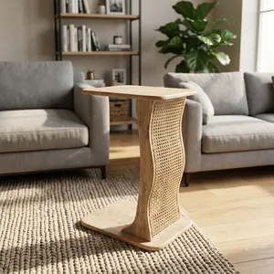 Handmade <b>Rustic</b> Wood <b>Coffee</b> <b>Table</b> with Woven Base Modern Living Room Furniture SUNWOODD EXPO Model 00 - Product Image 6