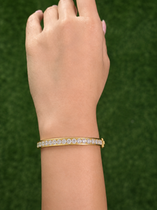 Lab Grown Diamond 3.50 CTW 18K Solid <b>Gold</b> <b>Bangle</b> Bracelet Round Diamond Channel <b>Set</b> Bracelet DEF VVS VS Fine Bridal Jewelry Gift - Product Image 2