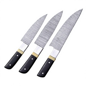 Damascus Steel Chef <b>Knife</b> <b>Set</b> 3-Piece 8-9.9in Brushed Blade Resin Handle <b>Sharp</b> Kitchen <b>Knives</b> Ambidextrous Straight Edge - Product Image 1