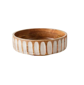 Elegante tazón redondo de madera de mango hecho a mano para ensaladas, frutas, pasta, aperitivos, estilo rústico, para la cocina, decoración de la mesa de comedor. - Product Image 1