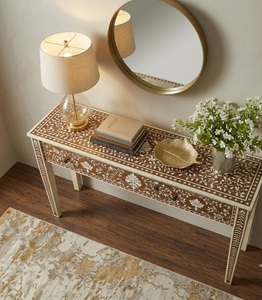 Vintage Floral Solid Wood Console Table with Storage Drawer Victorian Design Leg Base for Entryway Hallway Living Room Furniture - Product Image 4