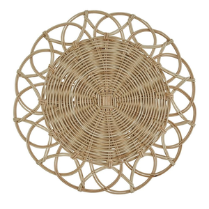 Placas de cargador de ratán redondas 100 piezas Posavasos de ajuste de mesa de boda de estilo bohemio ecológico - Product Image 6