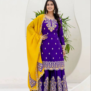 Ramdev Trading Women's Modern Kurta/<b>Kurti</b> in Chinon Silk with Quick Dry Feature for Wedding Diwali Party Wear - Product Image 1