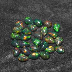 Opale noire éthiopienne naturelle, taille poire, cabochon, pierre d'opale de feu multicolore pour la fabrication de bijoux, vente en gros HASNAIN - Product Image 5