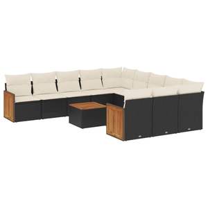 Ensemble de canapés modulaires de jardin en rotin PE noir avec de nombreux sièges, meubles d'extérieur modestes et élégants - Product Image 2