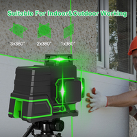 SNDWAY vente en gros auto-nivelant extérieur intérieur faisceau vert rotatif 12 lignes 3d vert niveau de rotation automatique outil de Construction