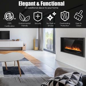 Caminetto Elettrico da Incasso da 50 Pollici con Effetto Fiamma LED, Luminosità Regolabile, Design Moderno Integrato - Product Image 5