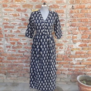 Vestido indio de algodón estampado a mano, 100% algodón, vestido largo con túnicas bordadas, estilo casual, vestido maxi para mujer - Product Image 1