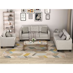 Set da Soggiorno a 3 Pezzi con Cuscini Trapuntati - Product Image 1