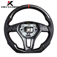 Volant en fibre de carbone style C63/E63 personnalisé KBV pour Mercedes W204 W212 avec fond plat
