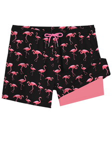 Short de bain pour homme noir et rose à imprimé requin avec cordon de serrage et taille élastique - Product Image 2