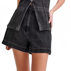 Women Two Piece Solid Denim Cotton Yoga Set Sleeveless <b>Top</b> Relaxed Fit Elastic Waist Shorts Eco-Friendly Quick Dry Summer Casual - Product Image 6