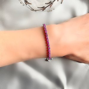 กำไลข้อมือเงินแท้ประดับทับทิมแบบปรับได้ ดีไซน์หรูหรา เหมาะเป็นของขวัญสำหรับผู้หญิง - Product Image 5