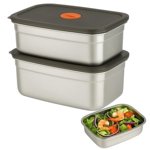 Ensemble de contenants alimentaires empilables en acier inoxydable avec couvercles hermétiques, boîtes de rangement en métal anti-fuite pour la cuisine - Product Image 1