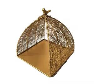 Cesta de servir de metal, cesta de regalo, cesta de almacenamiento para frutas, pan y aperitivos, cesta de embalaje para regalo, para mesa de comedor - Product Image 6