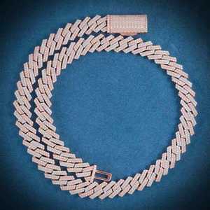 Collar de Moissanita con Cadena Figaro de Plata 925 Chapada en Oro Rosa de 14 MM, Diseño Geométrico con Micro Pavé, Unisex, de Lujo, para Uso Diario - Product Image 6