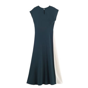 Elegante Vestido Largo sin Mangas para Mujer, con Paneles en Contraste, Corte Holgado, Casual, de Verano, para Fiesta o Evento Nocturno - Product Image 2