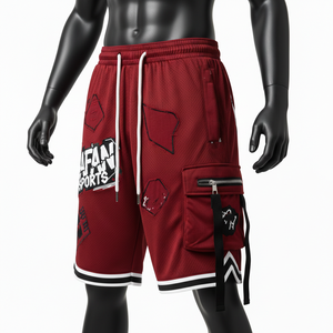 Pantalones cortos de baloncesto para hombre, de alta calidad, tela de poliéster de malla transpirable, estilo panelado, con logo personalizado, pantalones cortos de baloncesto para entrenamiento. - Product Image 4