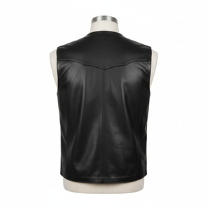 Men's PU Leather Winter <b>Cowboy</b> <b>Vest</b> with Zipper Closure Waterproof & Breathable 4 Pockets Factory Direct Outerwear - Product Image 2