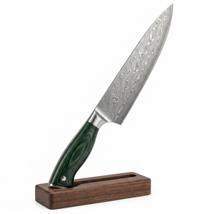 Cuchillo de Chef de Acero de Damasco con Mango de Madera y Hoja con Patrón, Forjado a Mano, Premium, Ergonómico, para Cocina, Marca Privada - Product Image 3
